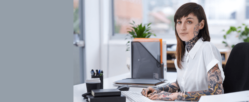 Exercising self-expression tattooed woman