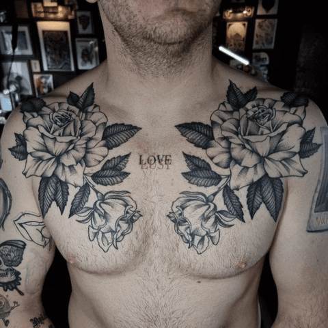 Floral chest tattoo