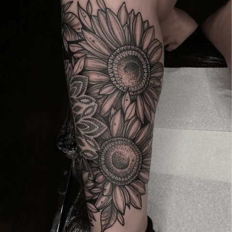 Floral sunflower tattoo