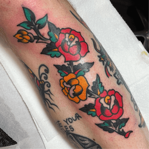 Colourful floral tattoo