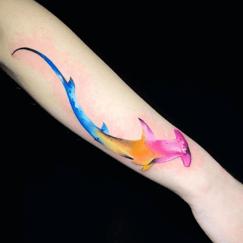 Hammerhead pastel tattoo