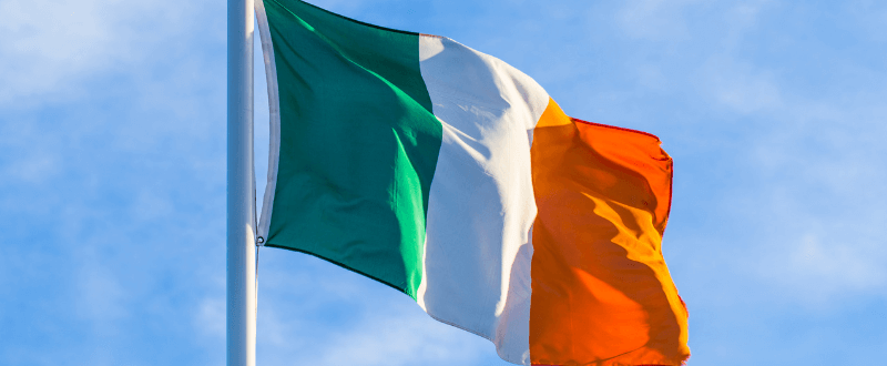 Irish flag waving in the wind