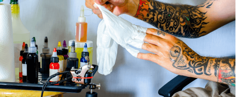 Tattoo artist using non-toxic tattoo inks