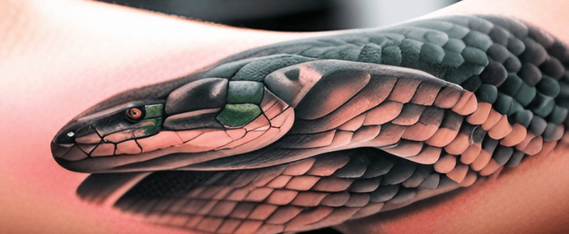 Realistic snake tattoo in colour
