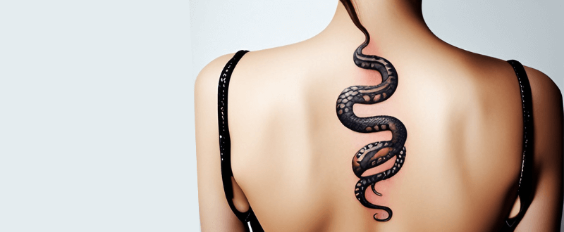Snake tattoo on a woman's back