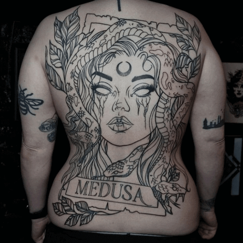 Tarot card tattoo back piece