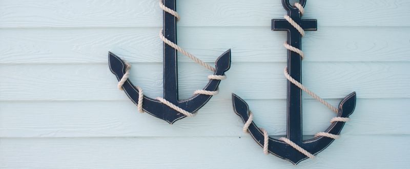 two anchors mounted on the wall