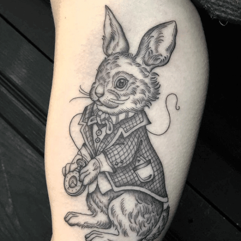 White rabbit tattoo