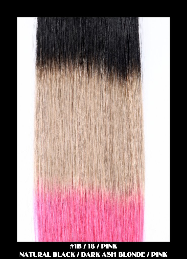 18 Remy Hair Extensions Natural Black Blonde Pink