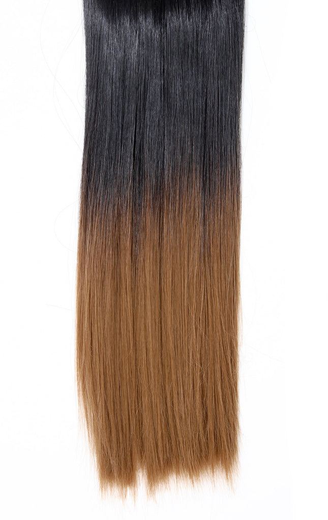 Dip Dye Hair Extension Darkest Brown Strawberry Blonde