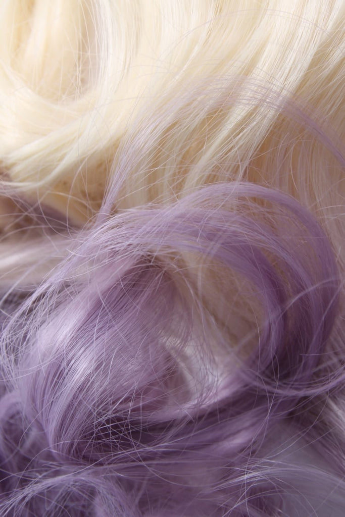 Curly Dip Dye One Piece Synthetic Clip In Hair Extension Blonde Lilac