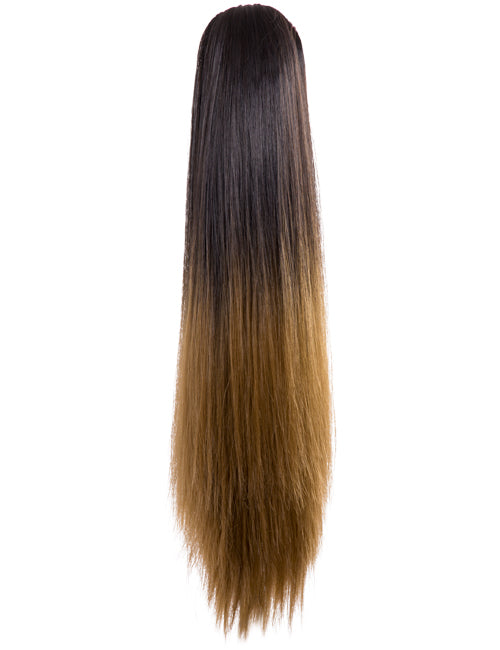 Dip Dye Straight Ponytail In Dark Brown Strawberry Blonde 4tt27