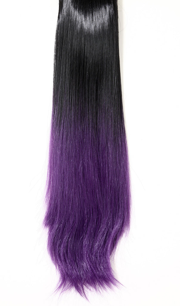 Dip Dye Straight Ponytail In Natural Black Purple 1bttpurple