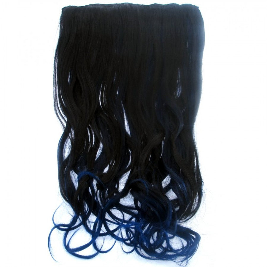 Curly Dip Dye One Piece Synthetic Clip In Hair Extension Black Blue