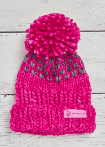 Sorbet pink merino wool beanie hat