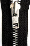 Z0002 YKK 66cm No.8 Black Open Ended Zip with Metal Teeth - Ribbonmoon