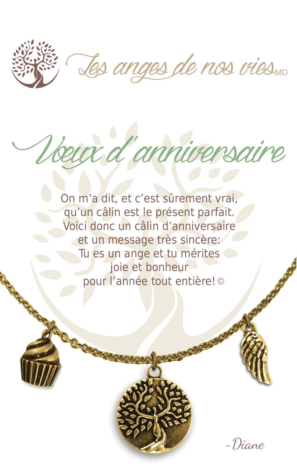 Voeux D Anniversaire Charm Necklace Earth Angel