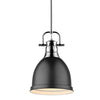 Duncan 9"w Small Chrome Rod Pendant with Black Shade Ceiling Golden Lighting 