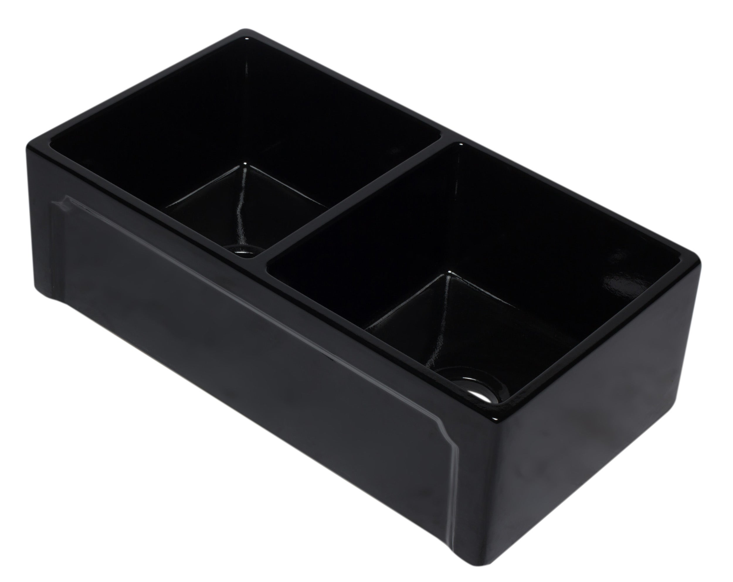 33 inch Black Reversible Double Fireclay Farmhouse Kitchen Sink