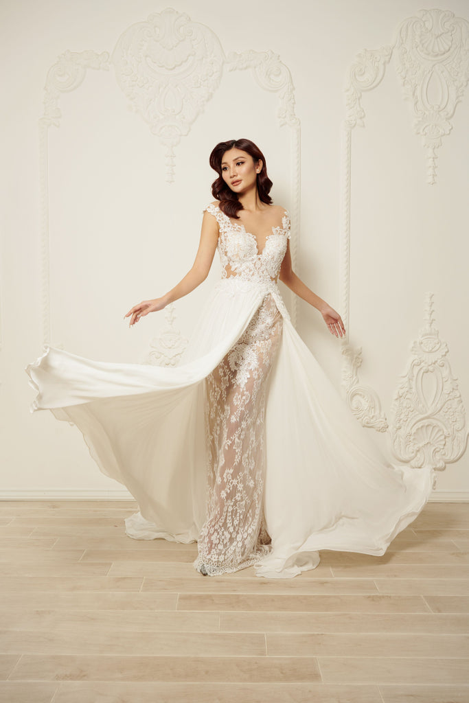 Lace and Chiffon Wedding Dress (#Inaya) Dream Dresses by PMN