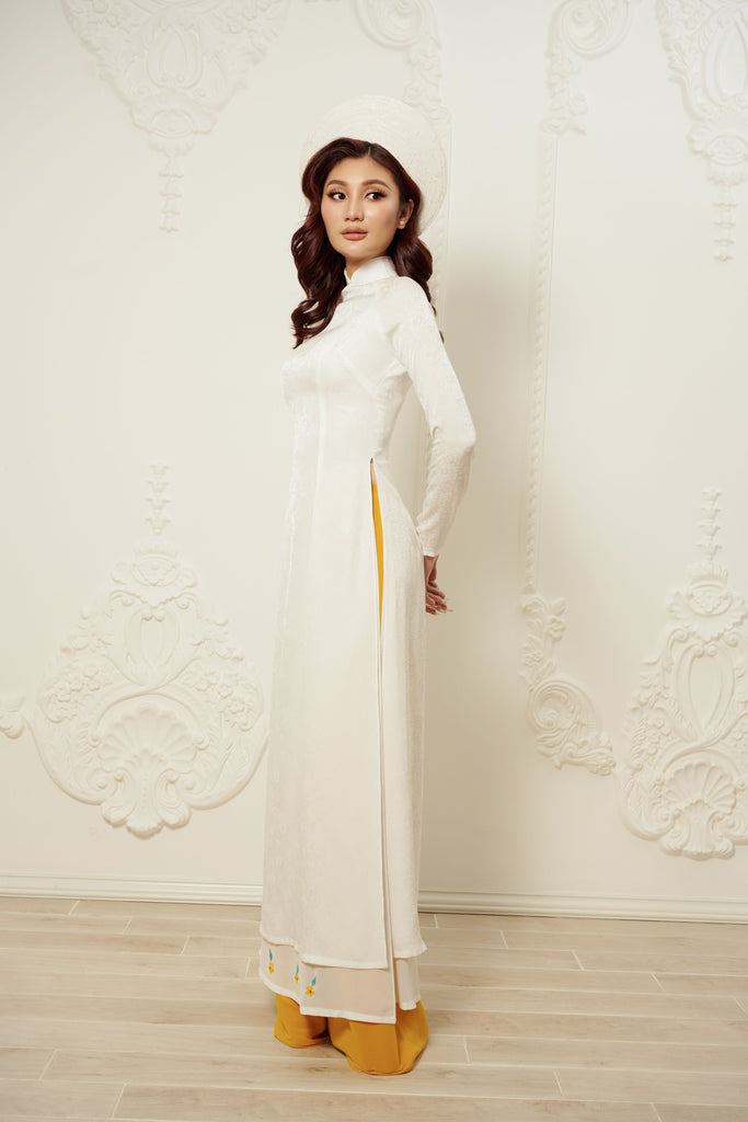 White Bridal Ao Dai | Vietnamese Traditional Bridal Dress (#Liena) Dream Dresses by PMN