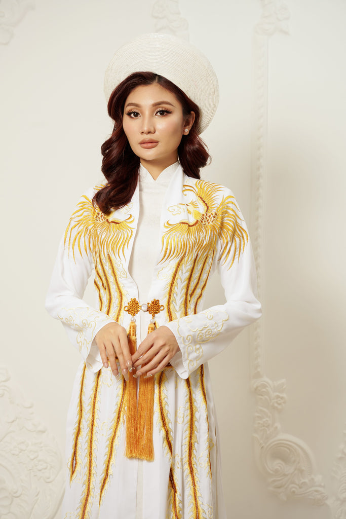 Phoenix Ao Dai OverCoat | Traditional Vietnamese Bridal OverCoat (#Lisha) Dream Dresses by PMN