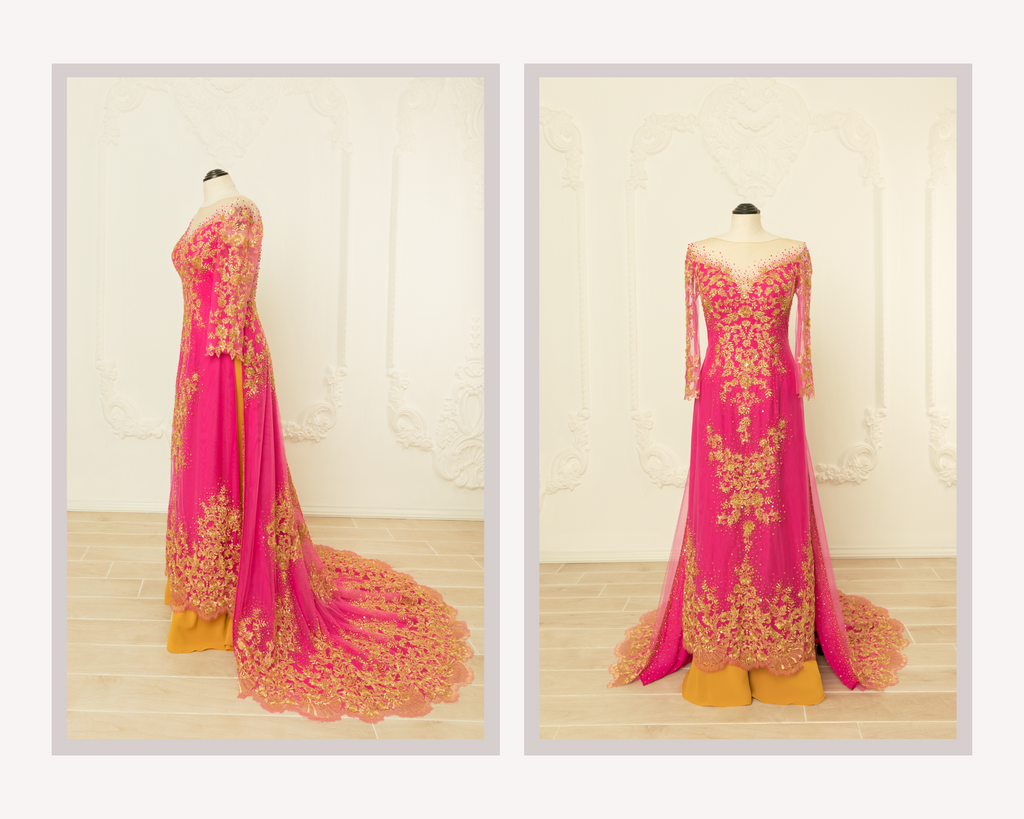 Pink Bridal Ao Dai | Vietnamese Bridal Dress (#Tazanna) - Dream Dresses by PMN