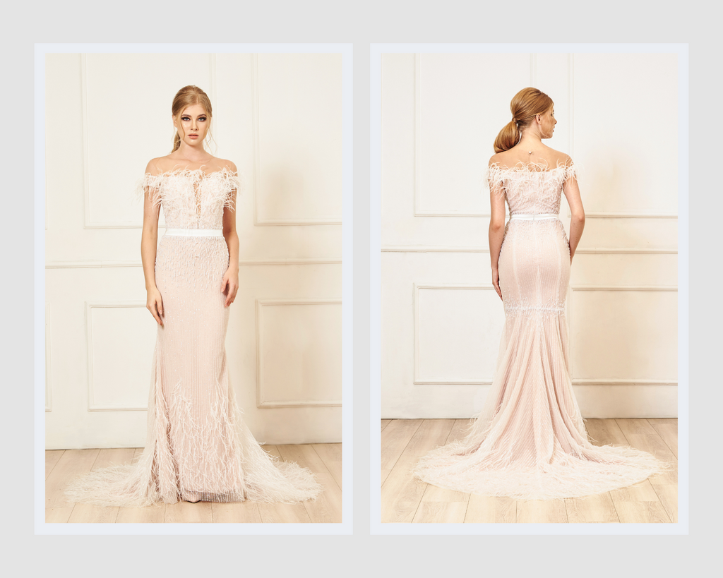 Stella ostrich feather wedding dress - Dream Dresses by PMN