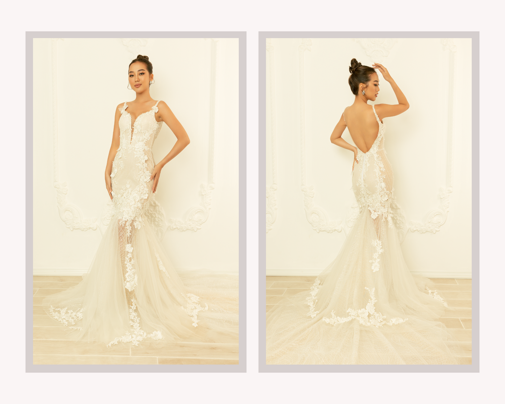 Semi-sheer Mermaid Gown with 3D Floral Lace (#Kalila) - Dream Dresses by PMN