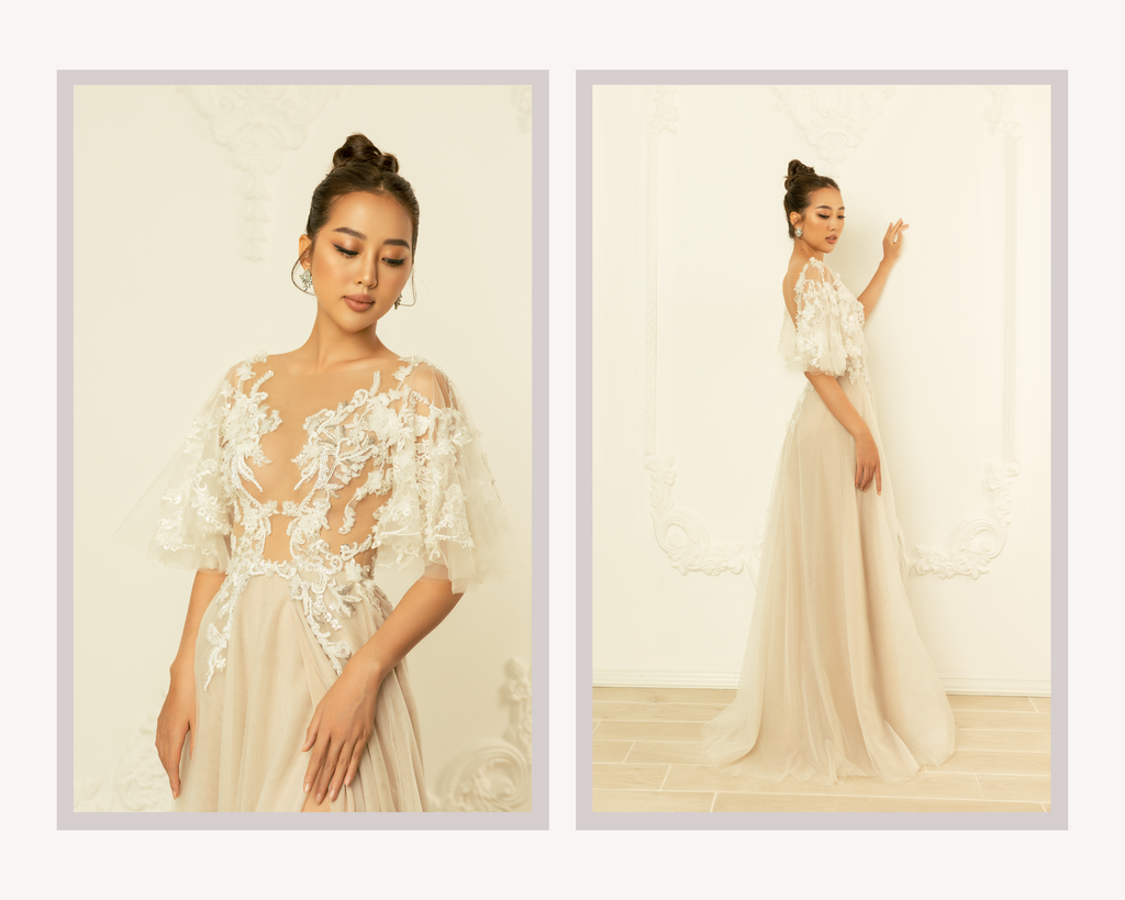 High Fashion Wedding Dress with High Slit (#Frankie) - Dream Dresses by PMN