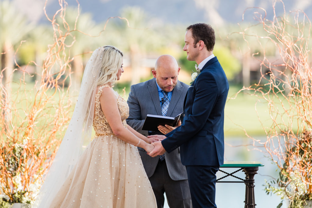 Adina bridal veil and golden gown - Dream Dresses by PMN