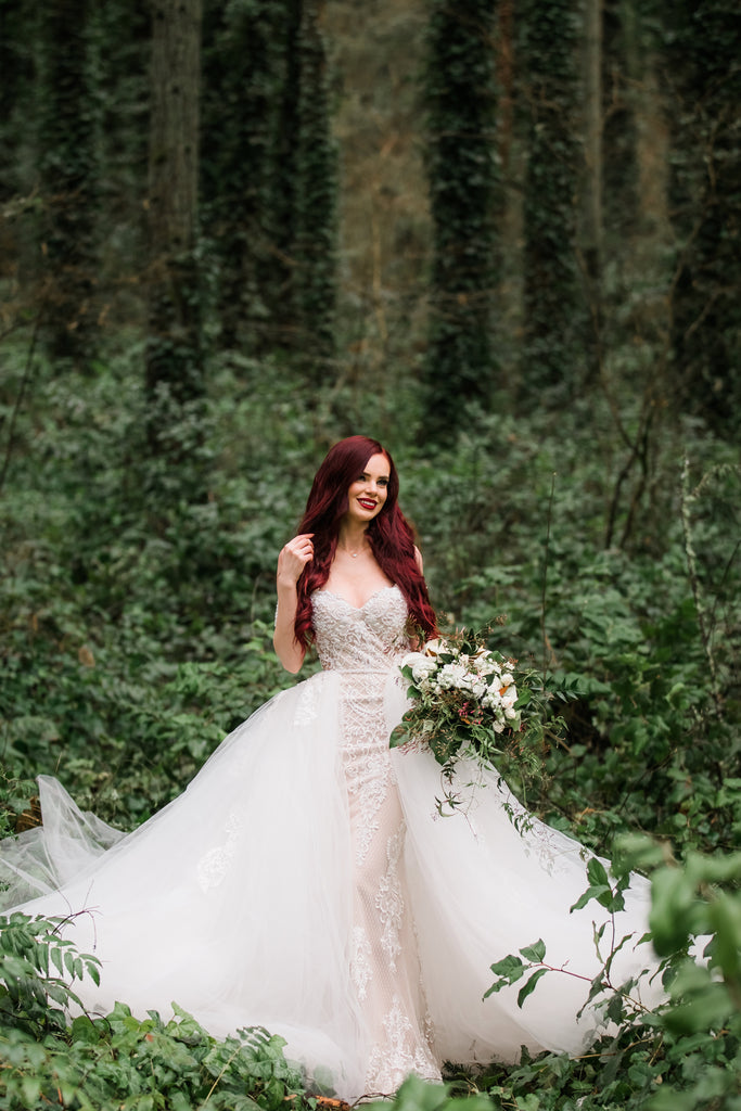 Blush Mermaid Wedding Dress with Removable Overskirt (#Belva) Dream Dresses by PMN