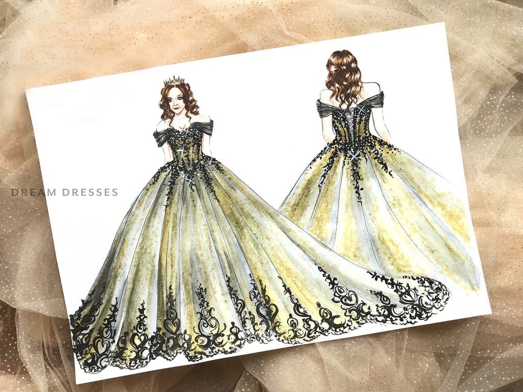 Gold and black ball gown - Dream Dresses by PMN