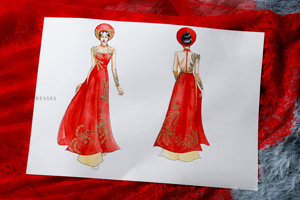 Custom Bridal Ao dai Sketch