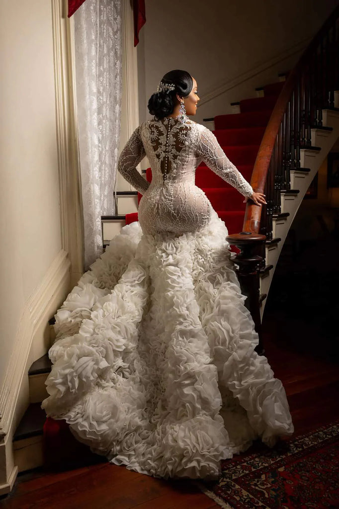 Mermaid Wedding Dress with Big Detachable Ruffle Bottom (#NADEEN) Dream Dresses by PMN