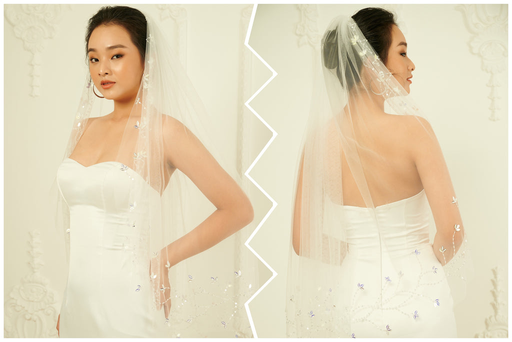 Renee beaded fingertip veil - Dream Dresses by PMN