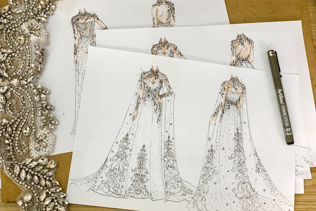 Wedding Dress Sketches | Wedding Dress Drawing - Wedding Dress Ink |  Wedding dress drawings, Dress design sketches, Dress sketches