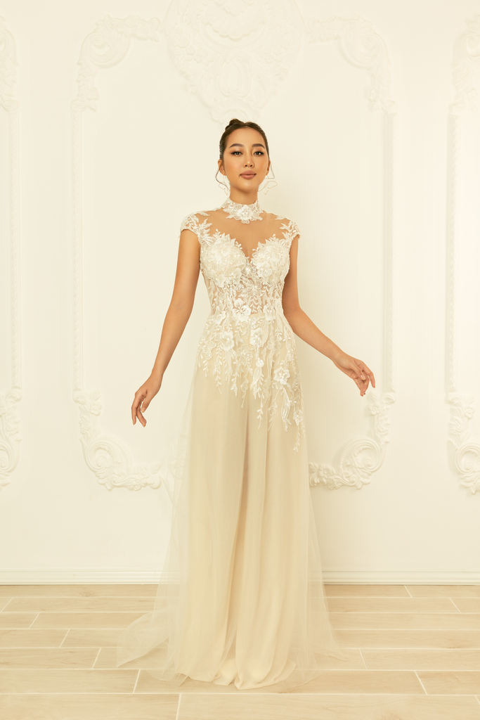 White Bridal Ao Dai | Modern Vietnamese Bridal Dress (#Meadow) - Dream Dresses by PMN