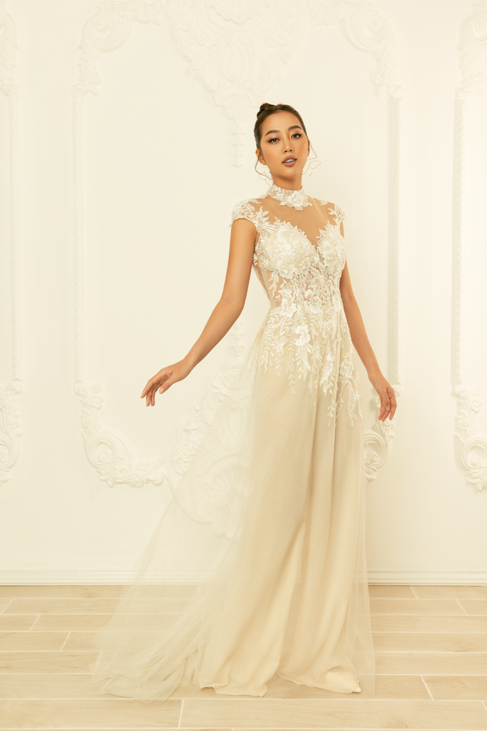 White Bridal Ao Dai | Modern Vietnamese Bridal Dress (#Meadow) - Dream Dresses by PMN