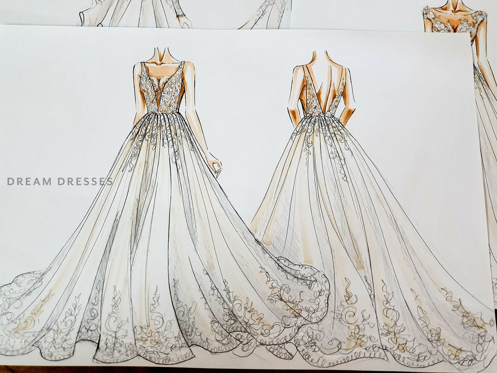 Beautiful Figure Abstract Line Wedding Dress Bride, Dress Drawing, Wedding  Drawing, Wedding Dress Drawing PNG Transparent Clipart Image and PSD File  for Free Download