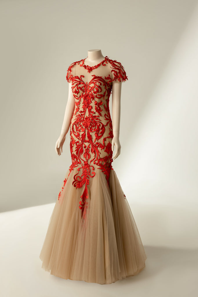 Couture Red Mermaid Wedding Gown with Embroidery (#Erina) - Dream Dresses by PMN