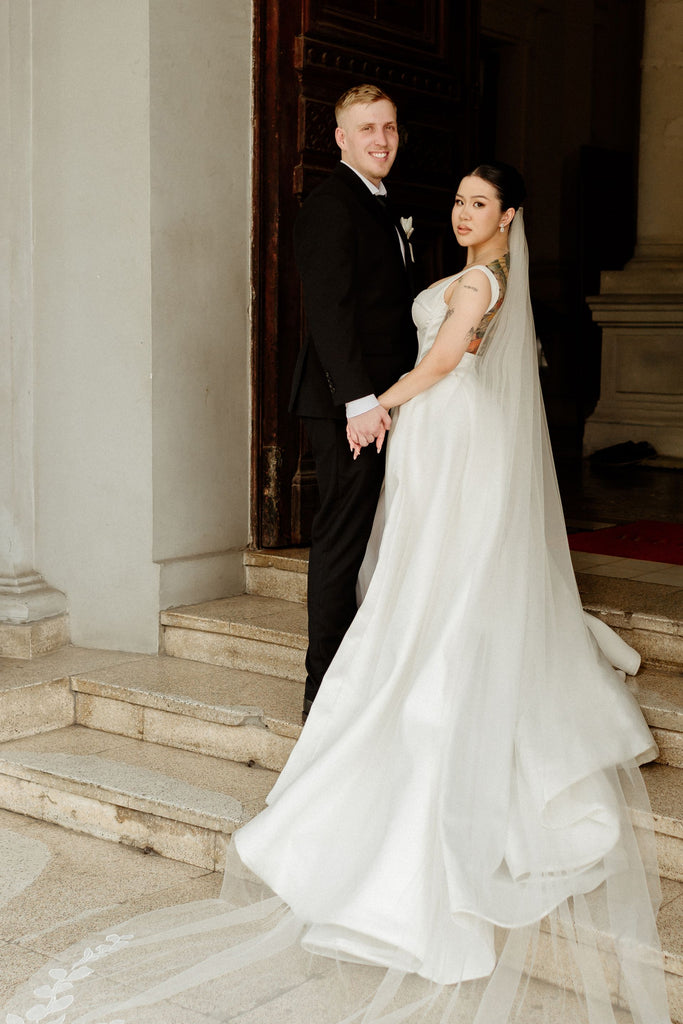 CAPTIVATING ELEGANCE: A REAL BRIDE'S JOURNEY IN A MADE-TO-ORDER WEDDING DRESS Dream Dresses by PMN