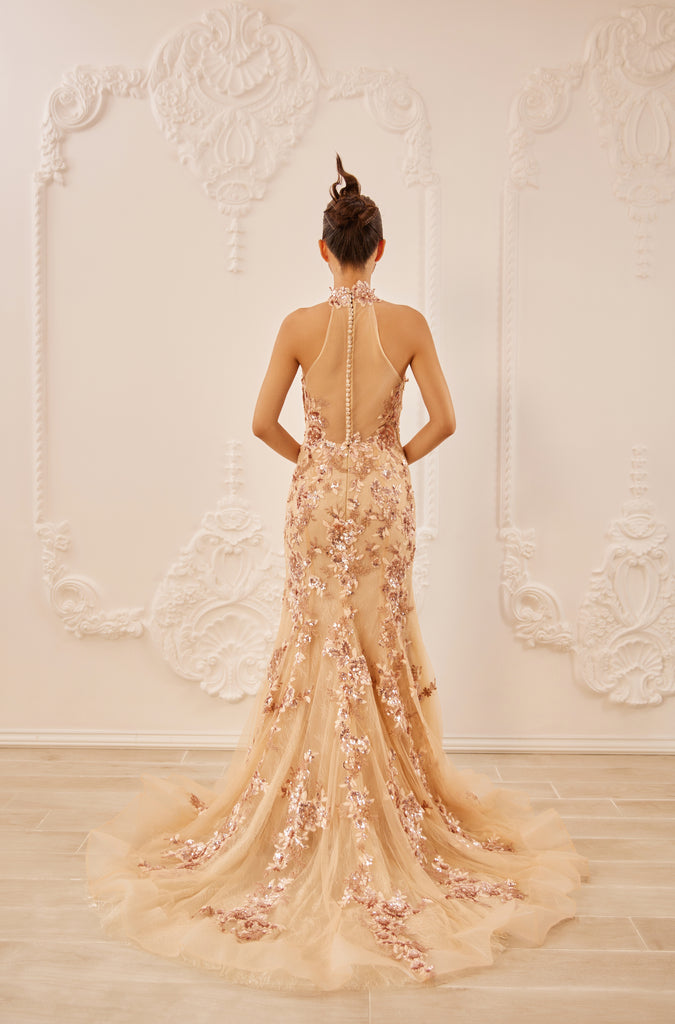 Champagne Bridal Cheongsam | Couture Lace Modern Cheongsam (#JENA) Dream Dresses by PMN