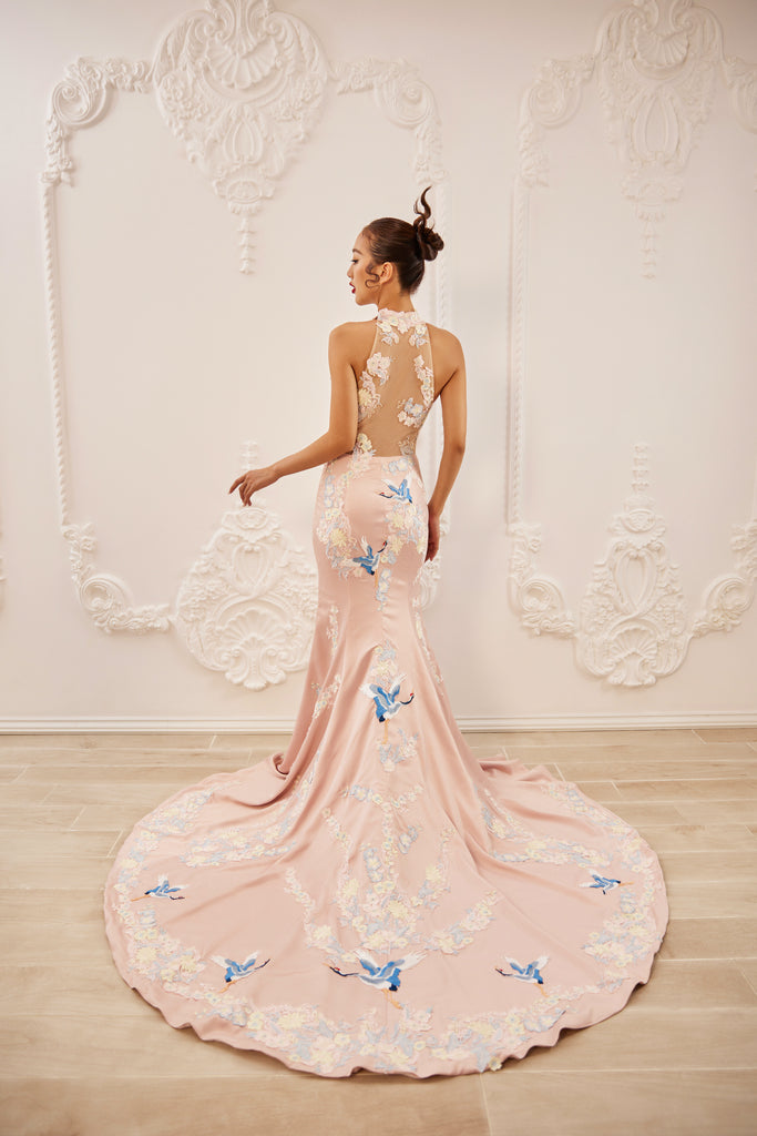 Pink Bridal Cheongsam | Couture Lace Modern Cheongsam (#MELAN) Dream Dresses by PMN