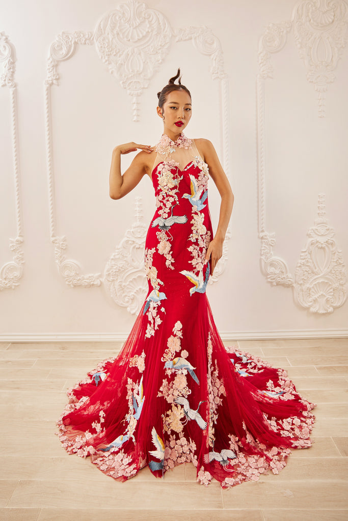 Red Bridal Cheongsam | Couture Lace Modern Cheongsam (#MIRA) Dream Dresses by PMN