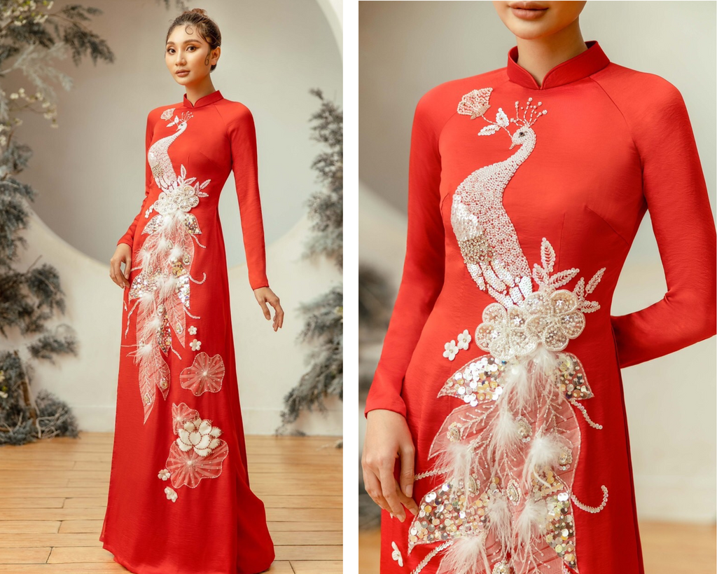 Monalisa red bridal ao dai - Dream Dresses by PMN