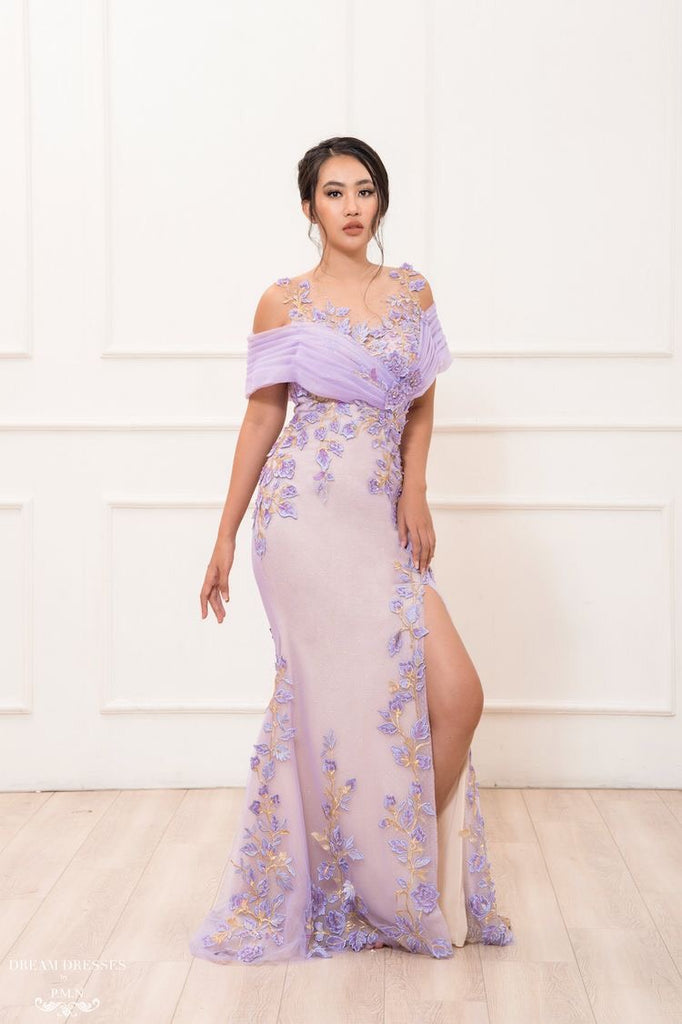 Phoenix purple floral gown - Dream Dresses by PMN