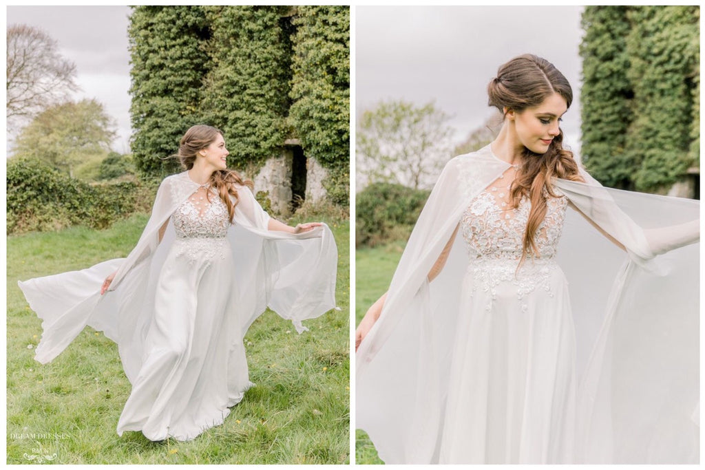 Maeve chiffon bridal cape - Dream Dresses by PMN