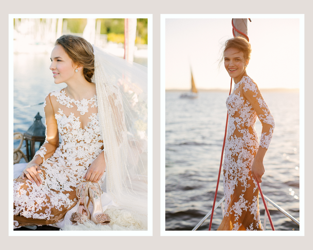 Nude Dress With White Lace Appliqué (#Lucy) - Dream Dresses by PMN