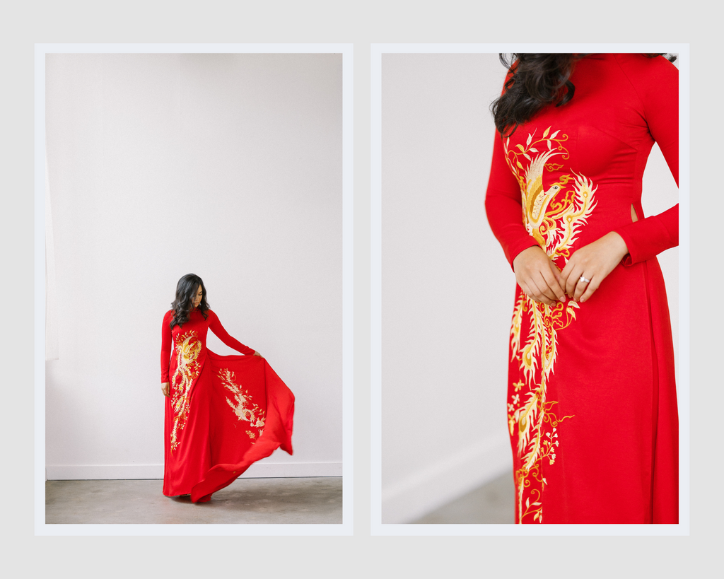 Ping traditional ao dai phoenix - Dream Dresses by PMN